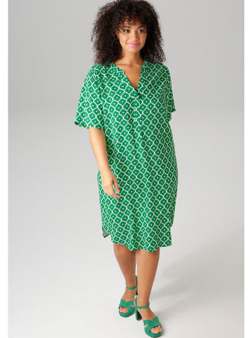 Aniston Kleid in Grün/ Weiß
