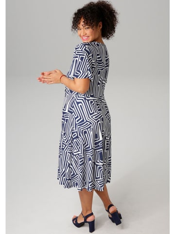 Aniston Kleid in Dunkelblau/ Weiß