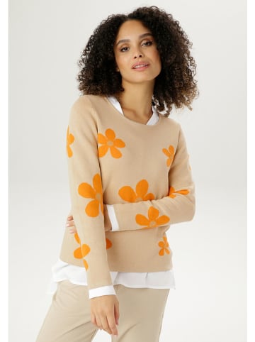 Aniston Sweter w kolorze beżowo-pomarańczowym