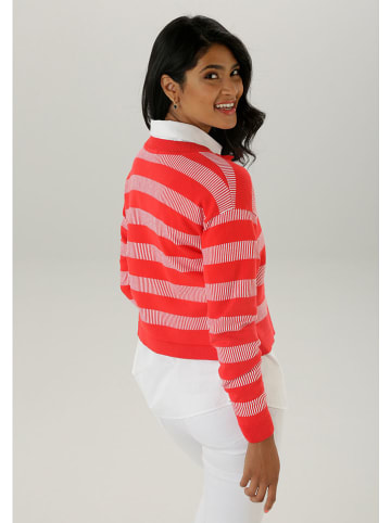 Aniston Cardigan in Rot/ Weiß