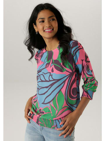 Aniston Bluse in Hellblau/ Rosa/ Grün