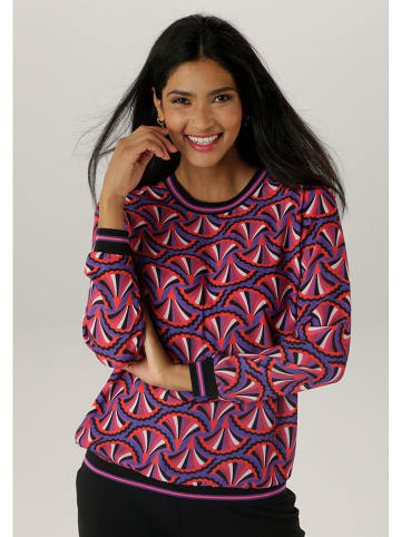 Aniston Bluse in Lila/ Schwarz