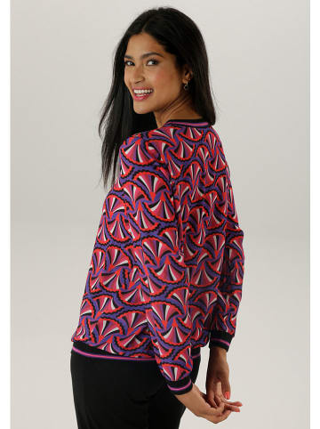 Aniston Bluse in Lila/ Schwarz