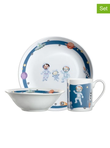 LEONARDO 3-delige kinderserviesset "Heelal" wit/donkerblauw