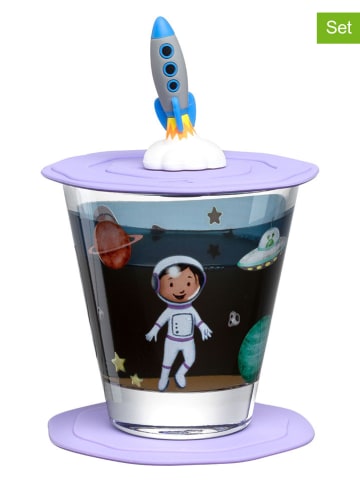 LEONARDO 3-delige kinderdrinkset "Heelal" paars/meerkleurig - (H)10 x Ø 10,8 cm