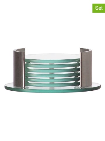 LEONARDO 7tlg.Untersetzer-Set in Silber - (H)5,3 x Ø 14 cm