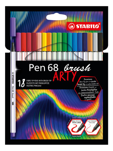 STABILO Premium viltstiften "STABILO Pen 68 brush - ARTY" - 18 stuks