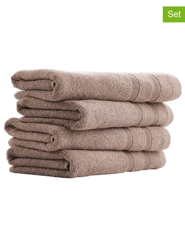 UNCOVER BY SCHIESSER 4er-Set: Handtücher "Brooklyn" in Taupe