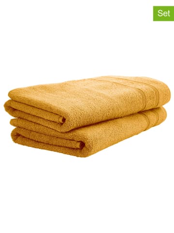 UNCOVER BY SCHIESSER 2er-Set: Duschtücher "Brooklyn" in Senf