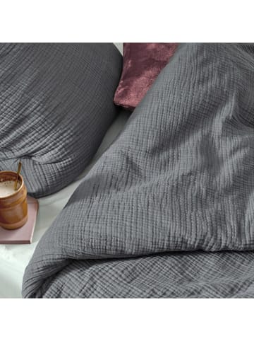 UNCOVER BY SCHIESSER Mousseline beddengoedset "Lennox" donkergrijs