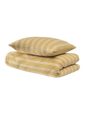 UNCOVER BY SCHIESSER Renforcé beddengoedset "Colorado" mosterdgeel/wit