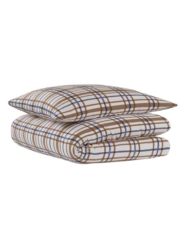 UNCOVER BY SCHIESSER Satin-Bettwäsche-Set "Maxim" in Taupe/ Blau