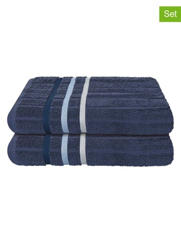 UNCOVER BY SCHIESSER 2er-Set: Duschtücher "Ohio" in Dunkelblau