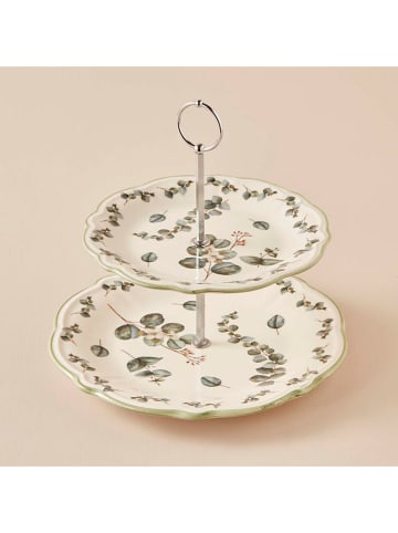 BELLA MAISON Etażerka "Ocaliptus" w kolorze zielono-białym - Ø 25 cm