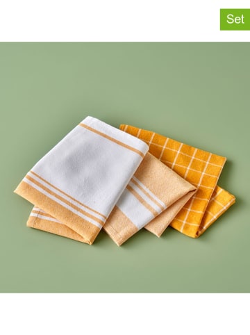BELLA MAISON 3er-Set: Geschirrtücher "Juno" in Gelb/ Weiß - (L)65 x (B)45 cm