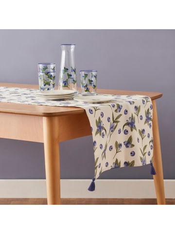 BELLA MAISON Tischläufer "Blueberry" in Blau/ Grün/ Weiß - (L)150 x (B)50 cm