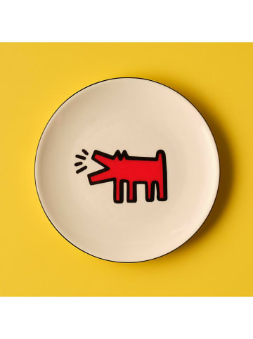 BELLA MAISON Talerz śniadaniowy "Keith Haring" w kolorze biało-czerwonym - Ø 19 cm
