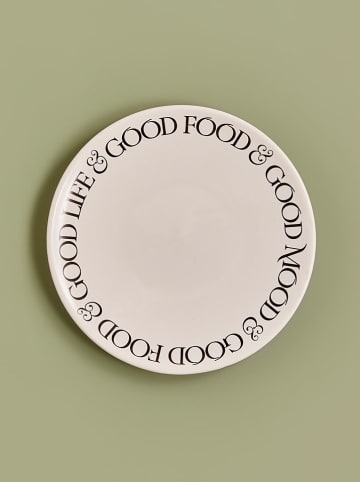 BELLA MAISON 6er-Set: Frühstücksteller "Motto" in Weiß/ Schwarz - Ø 20 cm