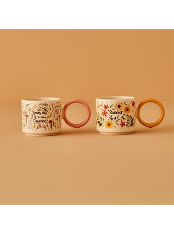 BELLA MAISON 2er-Set: Kaffeetassen "Flores" in Bunt - 270 ml