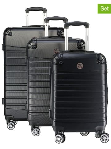 Geographical Norway 3tlg. Hardcase-Trolleyset "Shock" in Schwarz