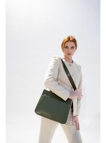 Christian Laurier Leder-Henkeltasche "Shaina" in Dunkelgrün - (B)31 x (H)25 x (T)10 cm