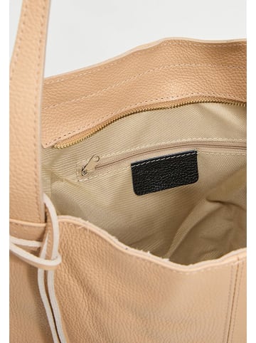Christian Laurier Leder-Schultertasche "Agathe" in Beige - (B)32 x (H)32 x (T)10 cm