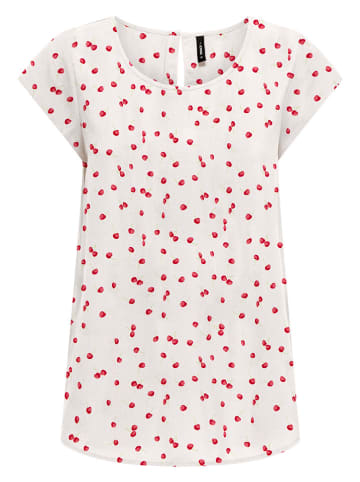 ONLY Shirt in Weiß/ Rot