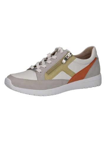 Caprice Skórzane sneakersy w kolorze szaro-żółtym