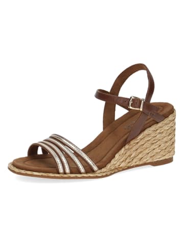 Caprice Leren sleehaksandalen bruin/goudkleurig