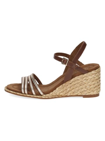 Caprice Leren sleehaksandalen bruin/goudkleurig