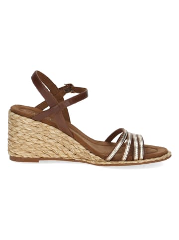 Caprice Leren sleehaksandalen bruin/goudkleurig