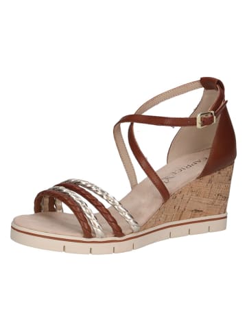 Caprice Leren sleehaksandalen bruin/zilverkleurig
