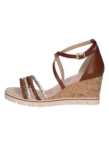 Caprice Leren sleehaksandalen bruin/zilverkleurig