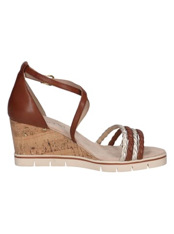 Caprice Leren sleehaksandalen bruin/zilverkleurig