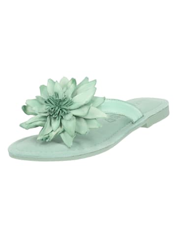 Lazamani Leren teenslippers mintgroen