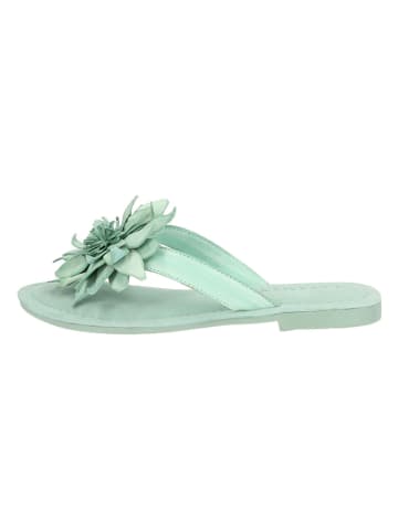 Lazamani Leren teenslippers mintgroen