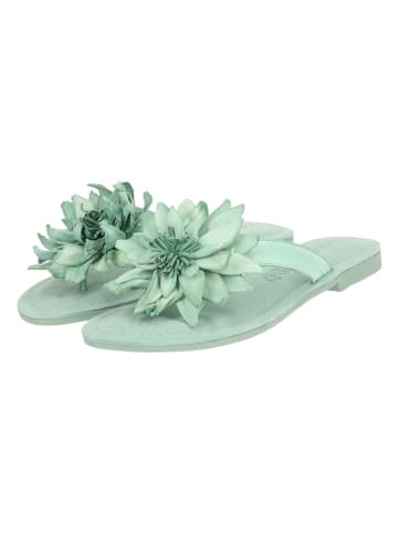Lazamani Leren teenslippers mintgroen