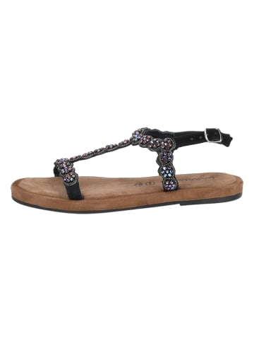 Lazamani Leder-Sandalen in Schwarz/ Bunt