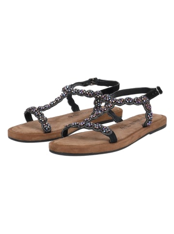 Lazamani Leder-Sandalen in Schwarz/ Bunt