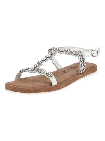 Lazamani Leren sandalen zilverkleurig/wit