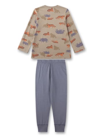 Sanetta Pyjama in Hellbraun/ Blau