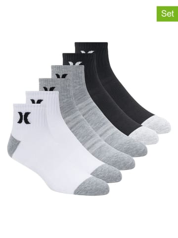 Hurley 6er-Set: Sportsocken in Weiß/ Grau/ Schwarz