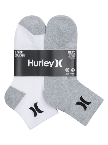 Hurley 6er-Set: Sportsocken in Weiß/ Grau/ Schwarz