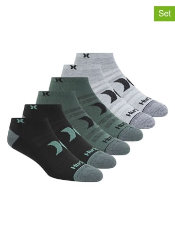 Hurley 6er-Set: Sportsocken in Schwarz/ Grün/ Grau