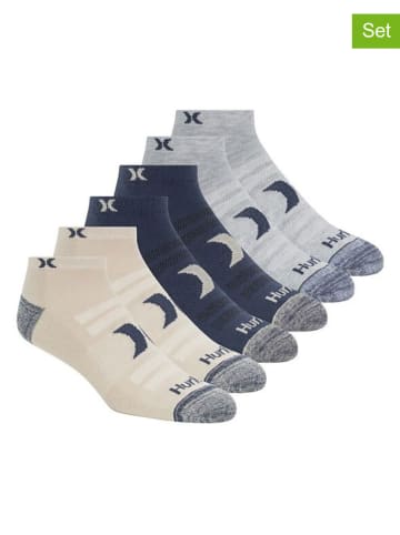 Hurley 6er-Set: Sportsocken in Beige/ Dunkelblau/ Grau