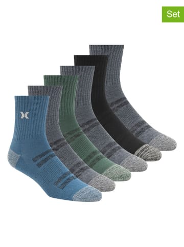 Hurley 6er-Set: Sportsocken in Blau/ Grau/ Grün