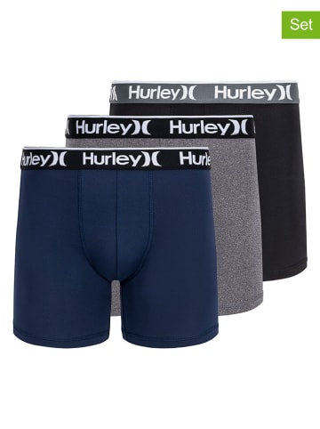 Hurley 3er-Set: Boxershorts in Schwarz/ Grau/ Dunkelblau