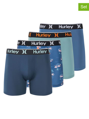 Hurley 4er-Set: Boxershorts in Dunkelblau/ Blau/ Türkis