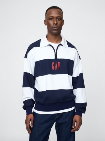 GAP Sweatshirt in Dunkelblau/ Weiß