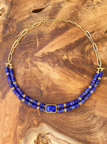 Taboo Pozłacany naszyjnik z lapis lazuli - dł. 40 cm